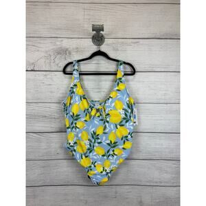 Time And Tru Plus Size Blue & Yellow Lemon One Piece Swimsuit Size 3X